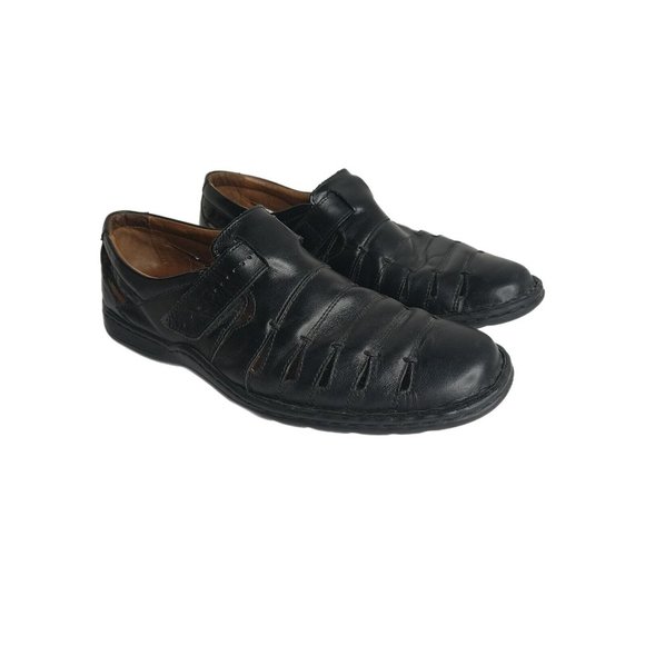 Joseph Seibel Lionel Men's Shoes Black US 9.5 Leather Slip on Fisherman Loafers - Picture 2 of 9